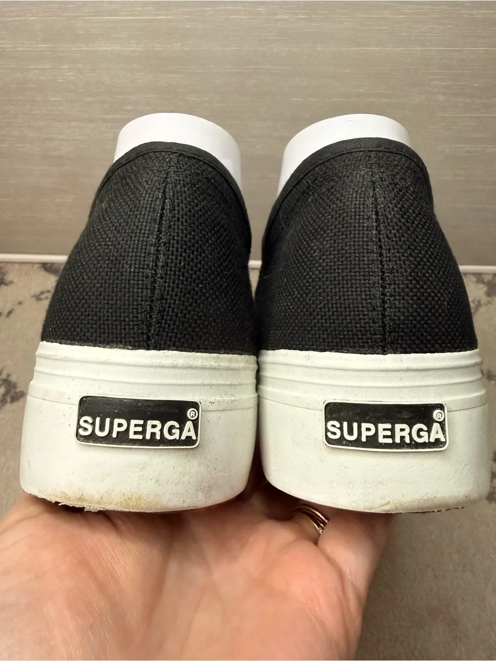 SUPERGA 2740 Platform Sneakers in Black Avorio